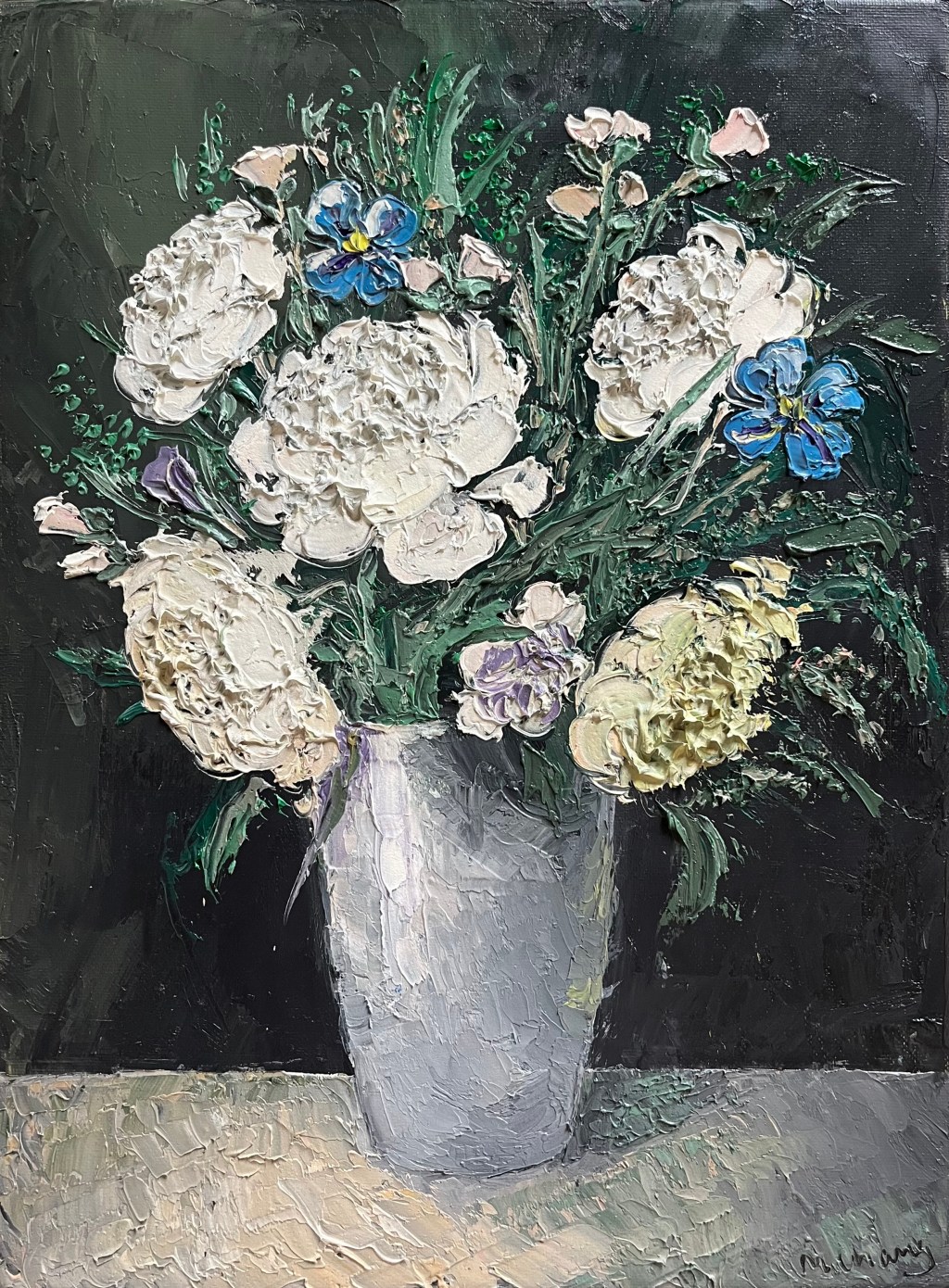 Peonies in White&nbsp;Vase